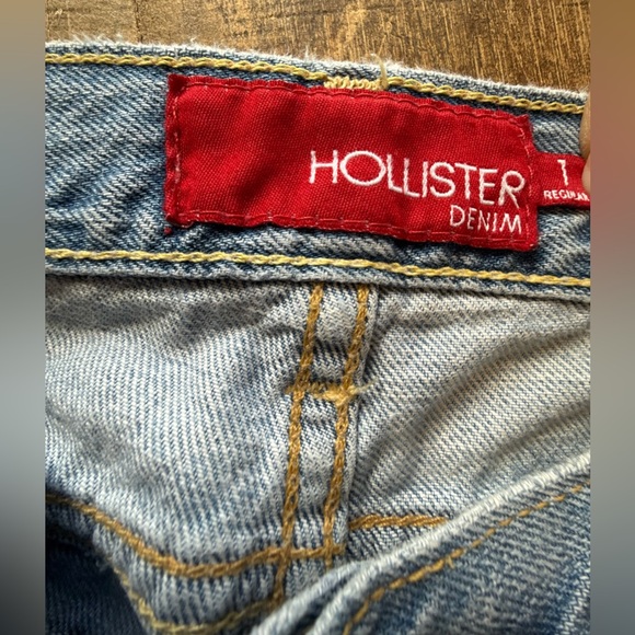 Hollister Blue Flare Jeans with Colorful Patchwork SIZE 1 - Picture 6 of 11